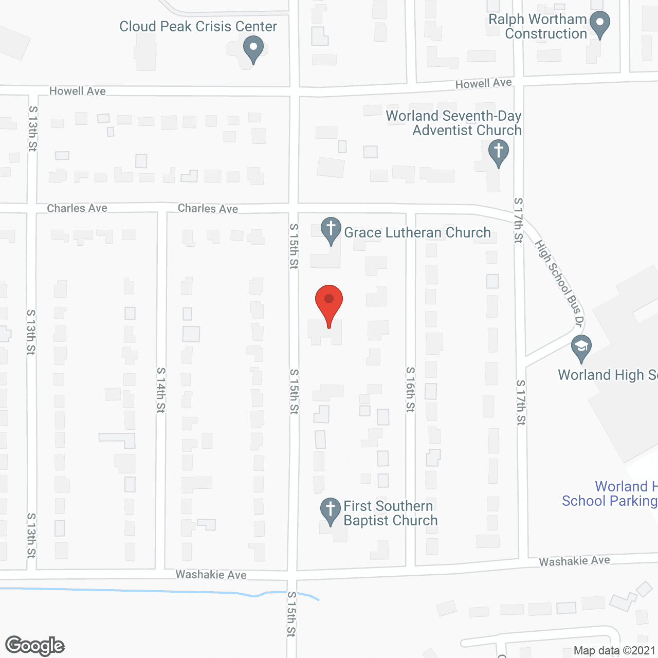 Map of the neighborhood around Willow Creek of Worland