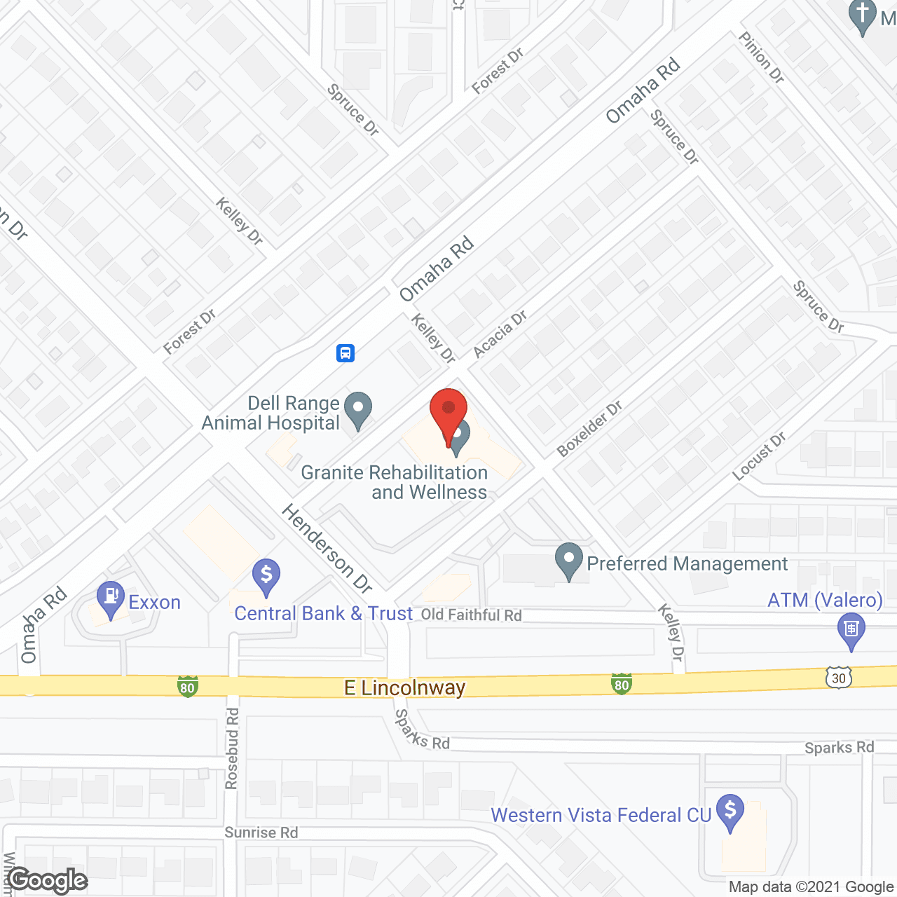Map of the neighborhood around Granite Rehabilitation and Wellness