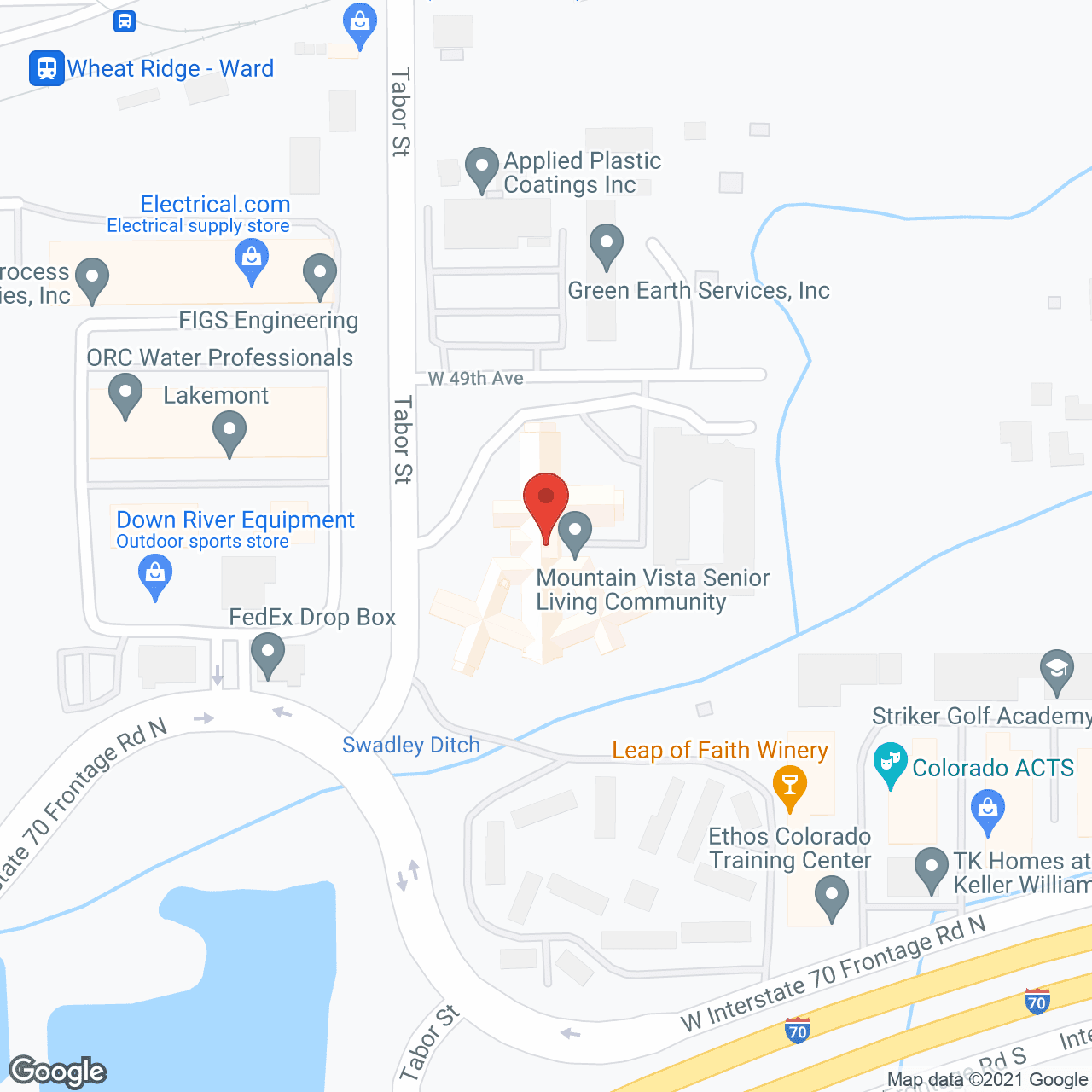 Map of the neighborhood around Mountain Vista Retirement Community