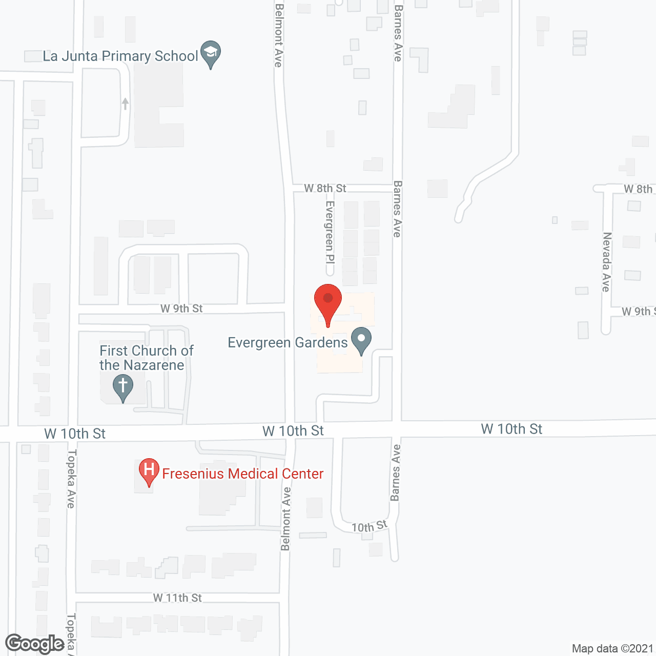 Map of the neighborhood around Evergreen Gardens
