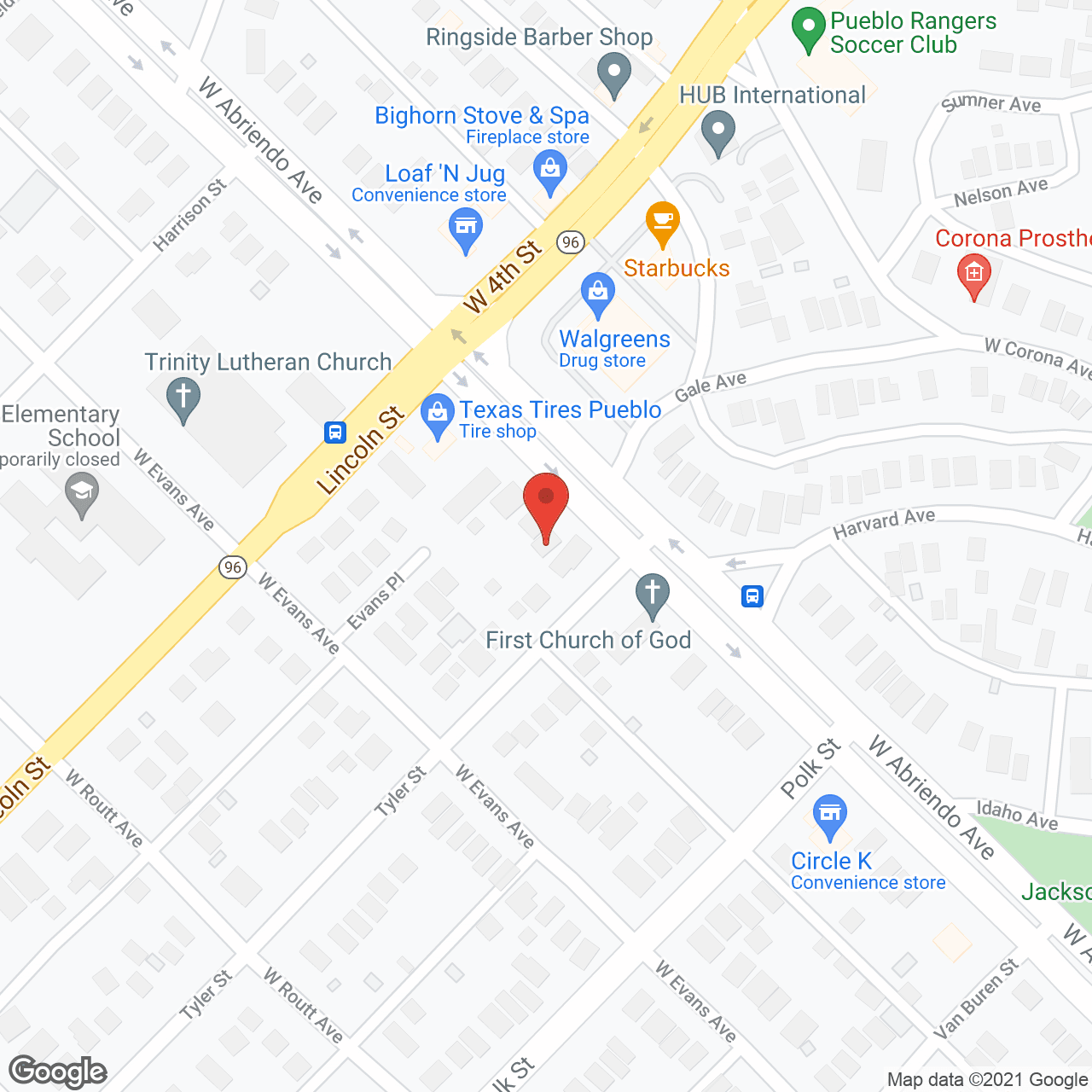 Map of the neighborhood around Lohse's New Life Home