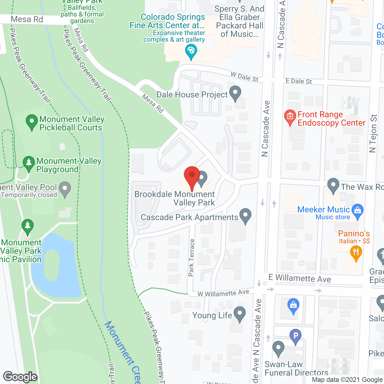 Map of the neighborhood around Brookdale Monument Valley Park