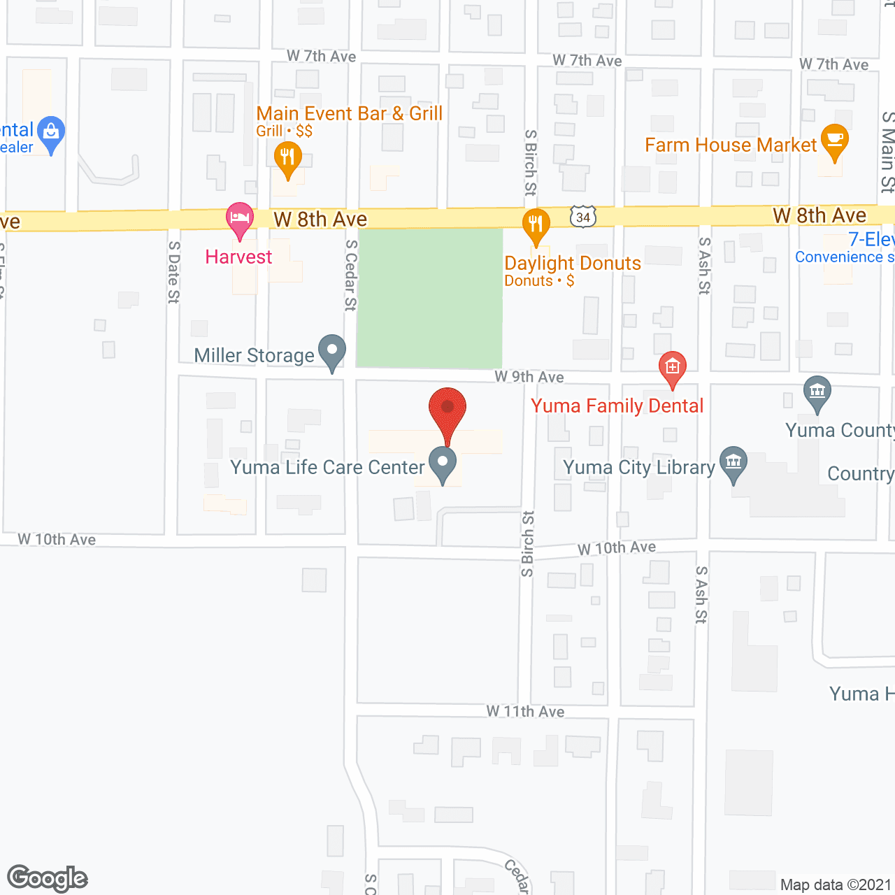 Map of the neighborhood around Yuma Life Care Ctr