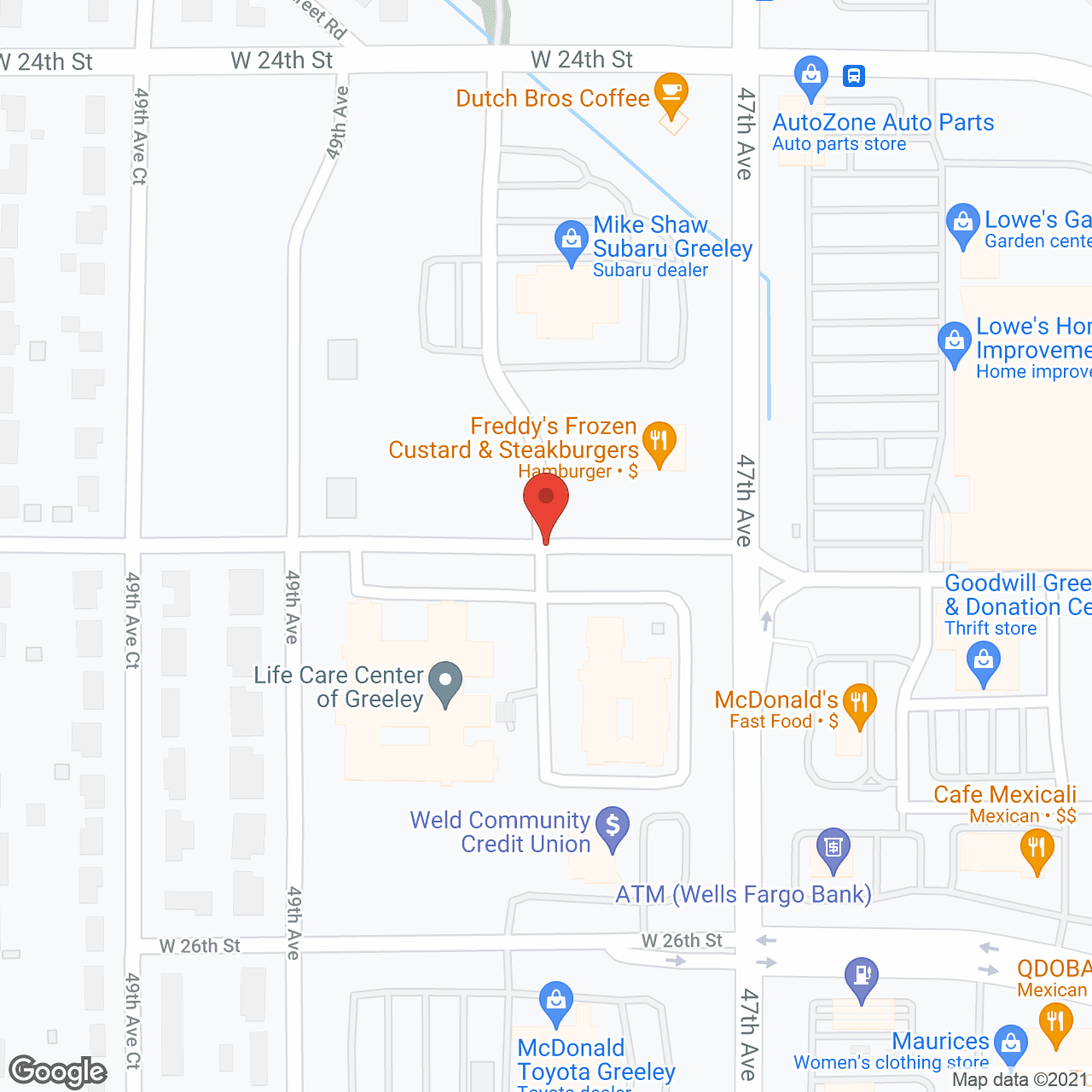 Map of the neighborhood around Life Care Ctr of Greeley