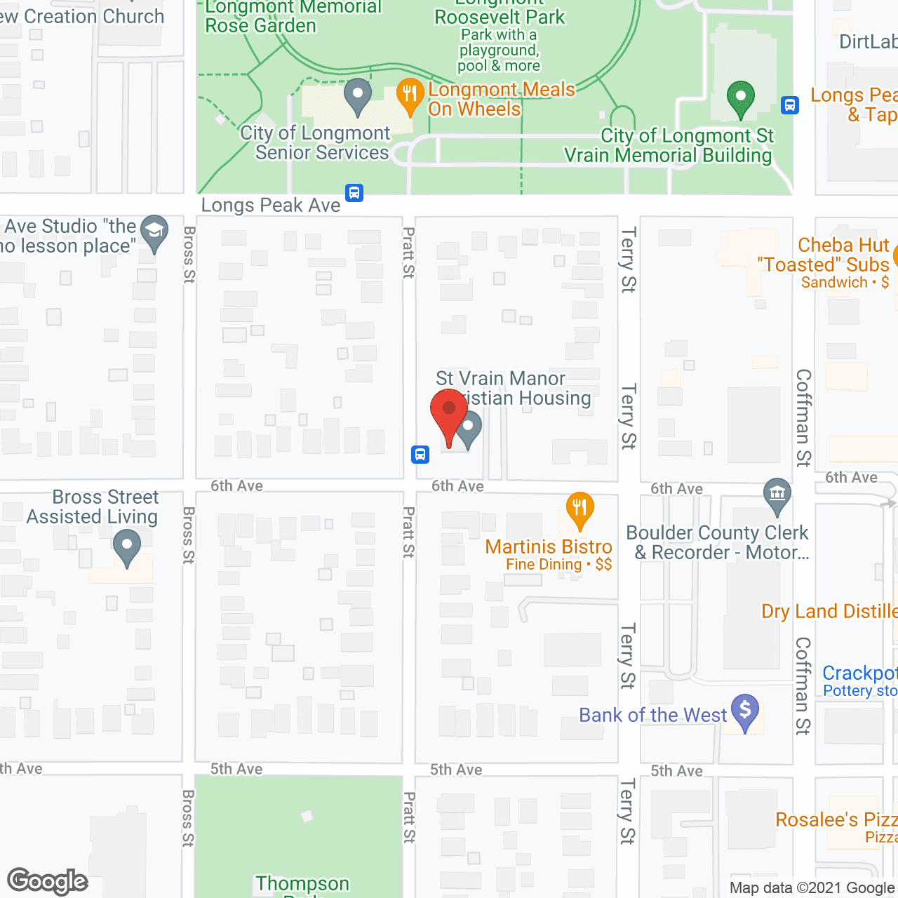 Map of the neighborhood around St Vrain Manor