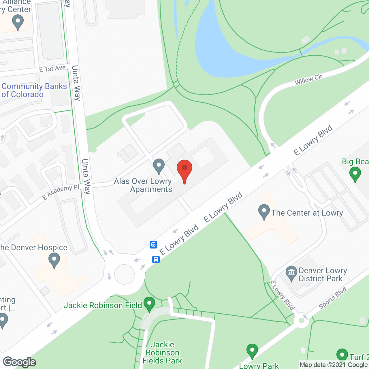 Map of the neighborhood around Lowry Park- Independent and Assisted Living