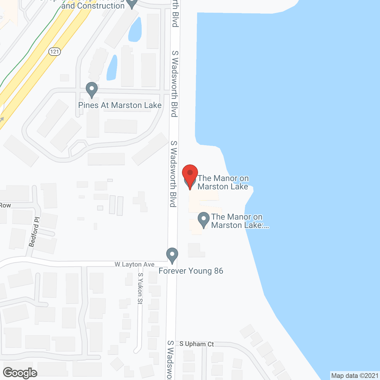 Map of the neighborhood around The Manor on Marston Lake