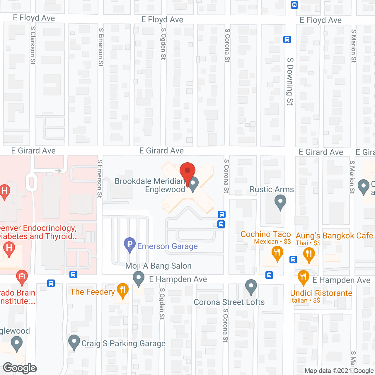 Map of the neighborhood around Brookdale Meridian Englewood
