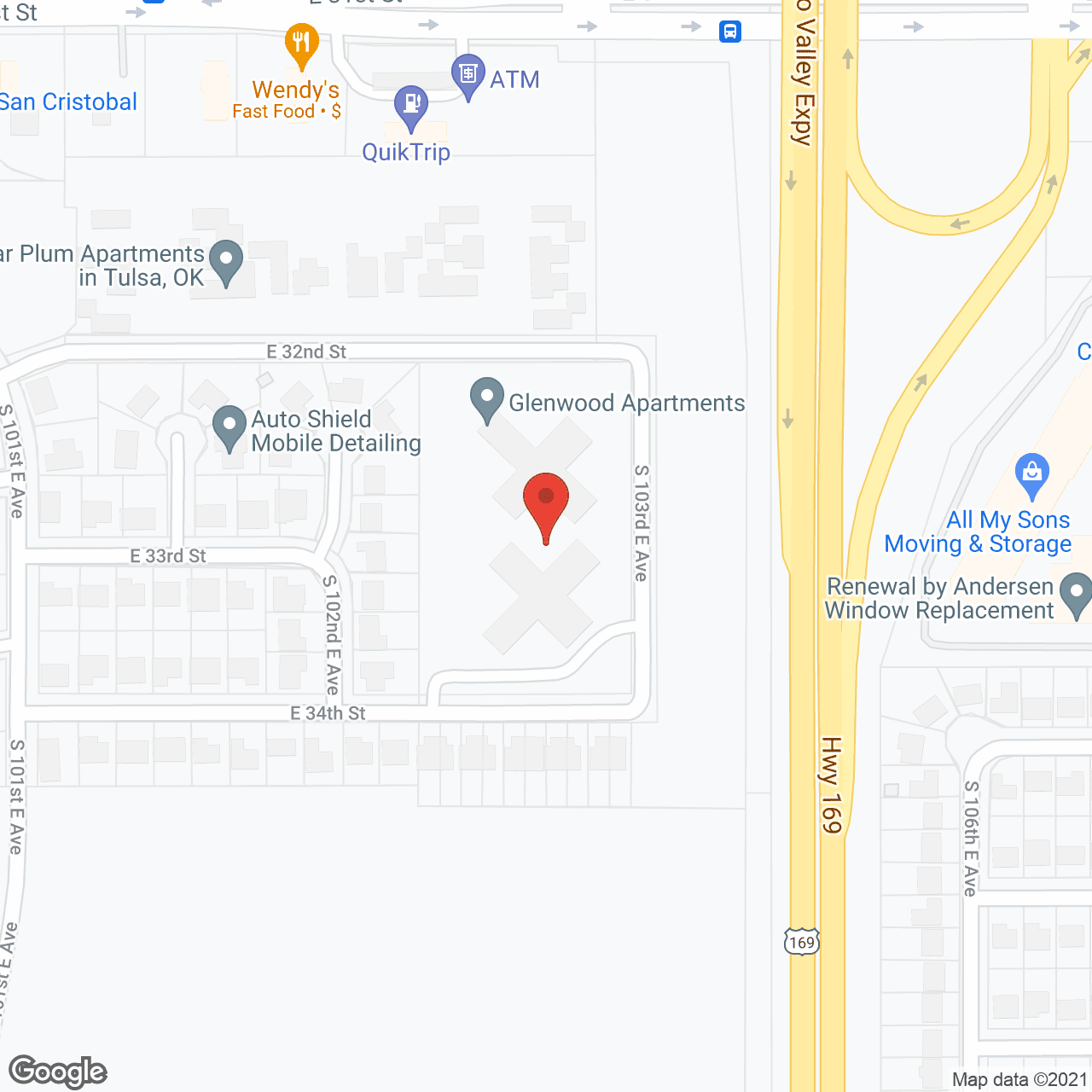 Map of the neighborhood around Glenwood Apartments