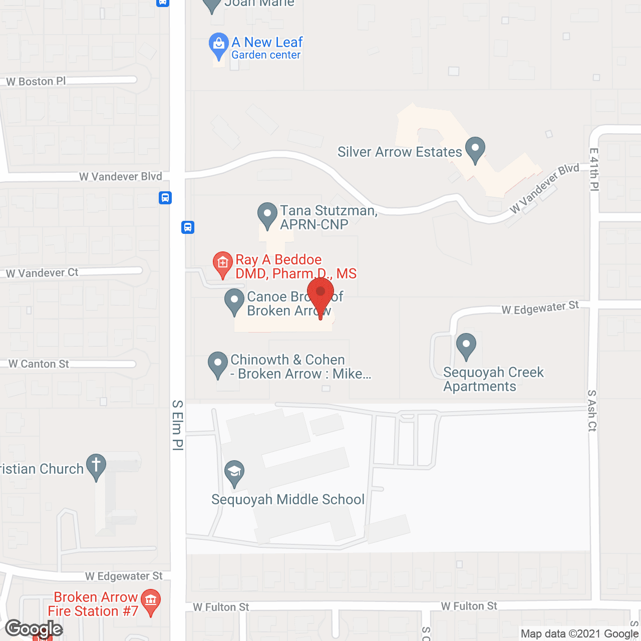 Map of the neighborhood around Canoe Brook Assisted Living - Broken Arrow
