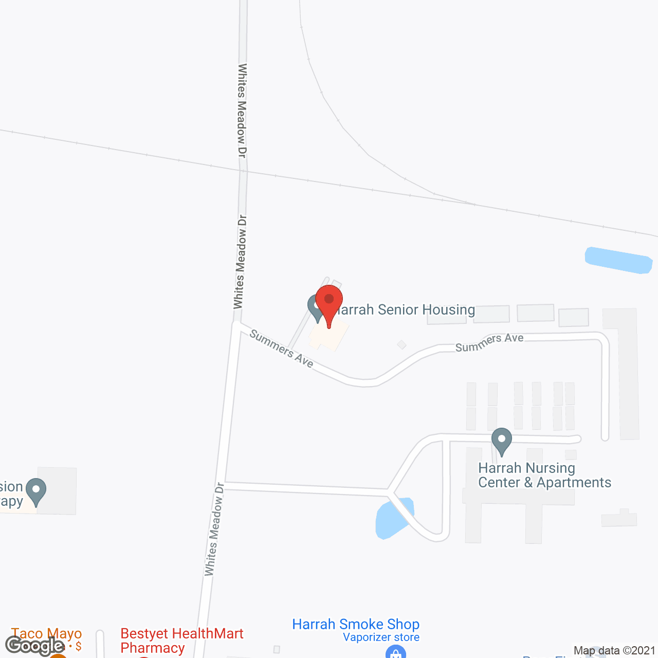 Map of the neighborhood around Harrah Senior Housing Inc