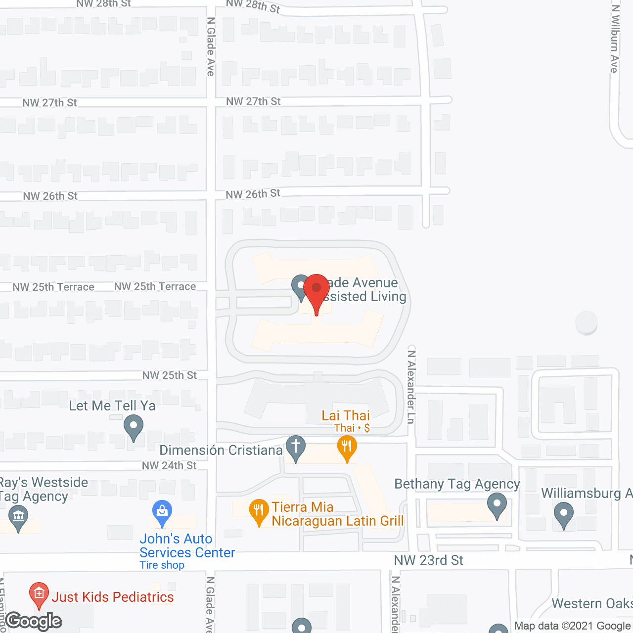 Map of the neighborhood around Glade Avenue Assisted Living