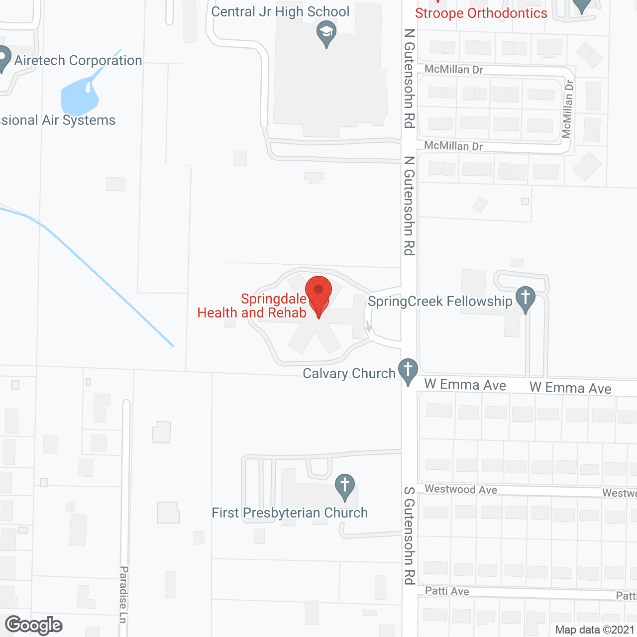 Map of the neighborhood around Springdale Health & Rehab Ctr
