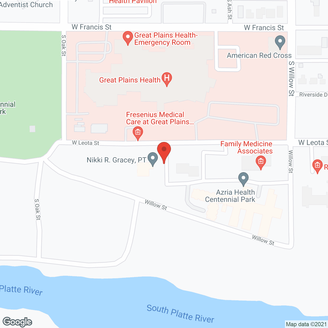 Map of the neighborhood around Centennial Park Retirement Village