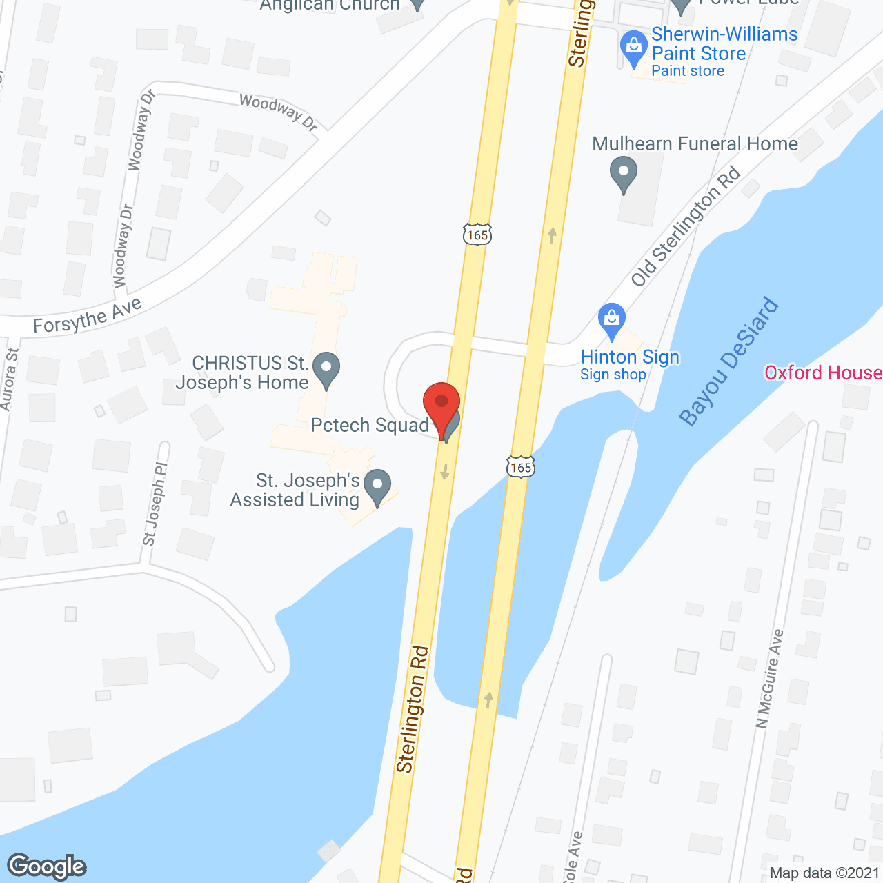 Map of the neighborhood around Christus Health St. Joseph's Home