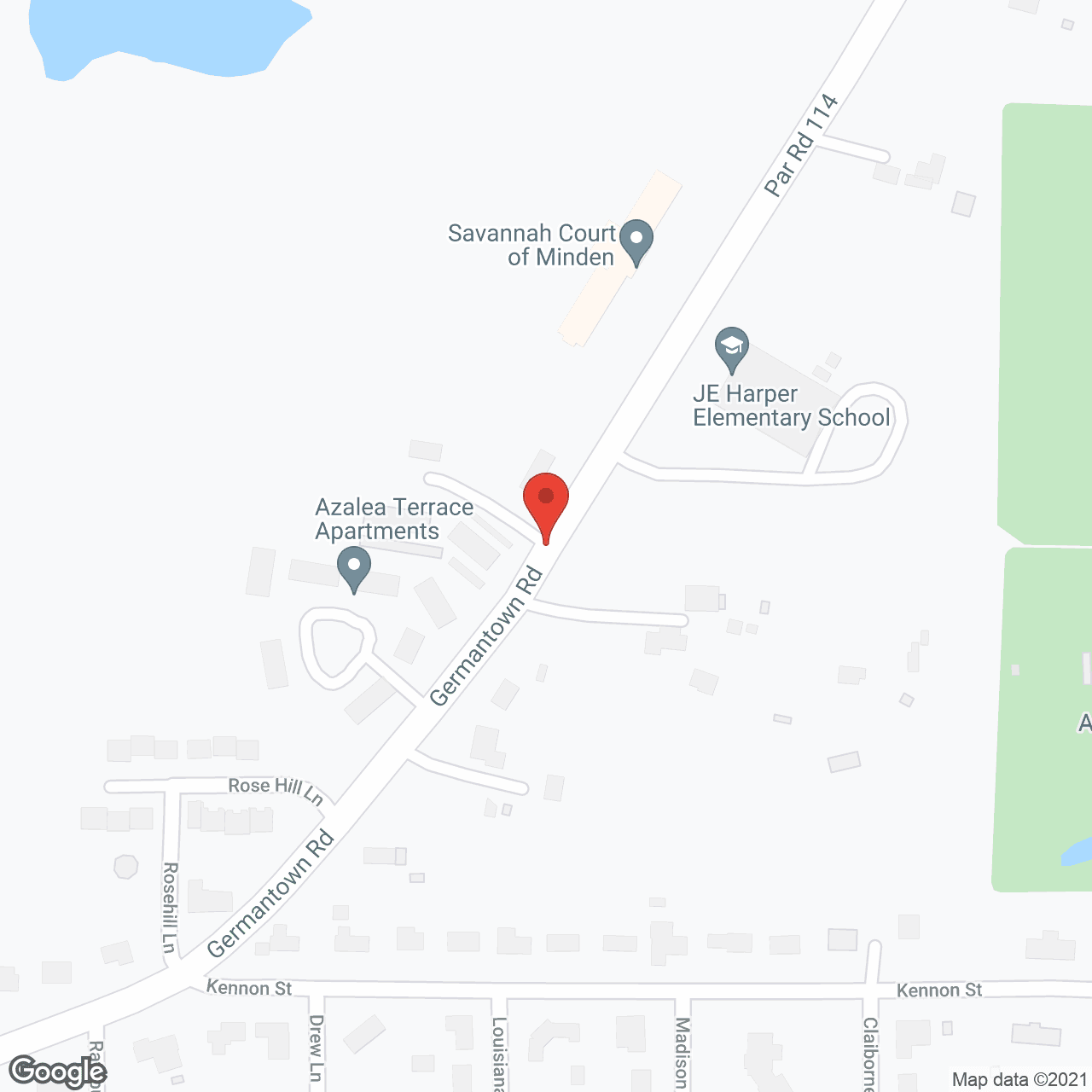 Map of the neighborhood around Savannah Court of Minden