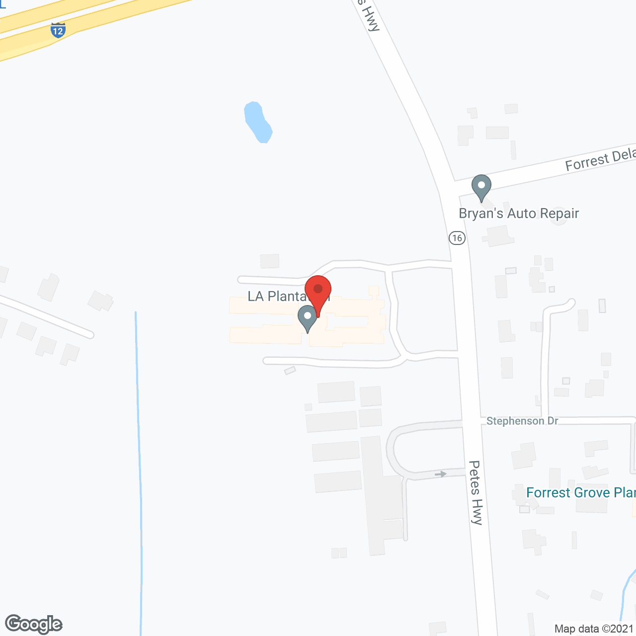 Map of the neighborhood around La Plantation