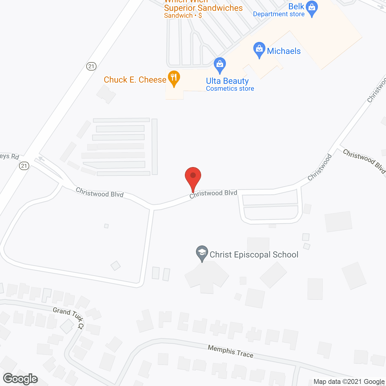 Map of the neighborhood around Christwood