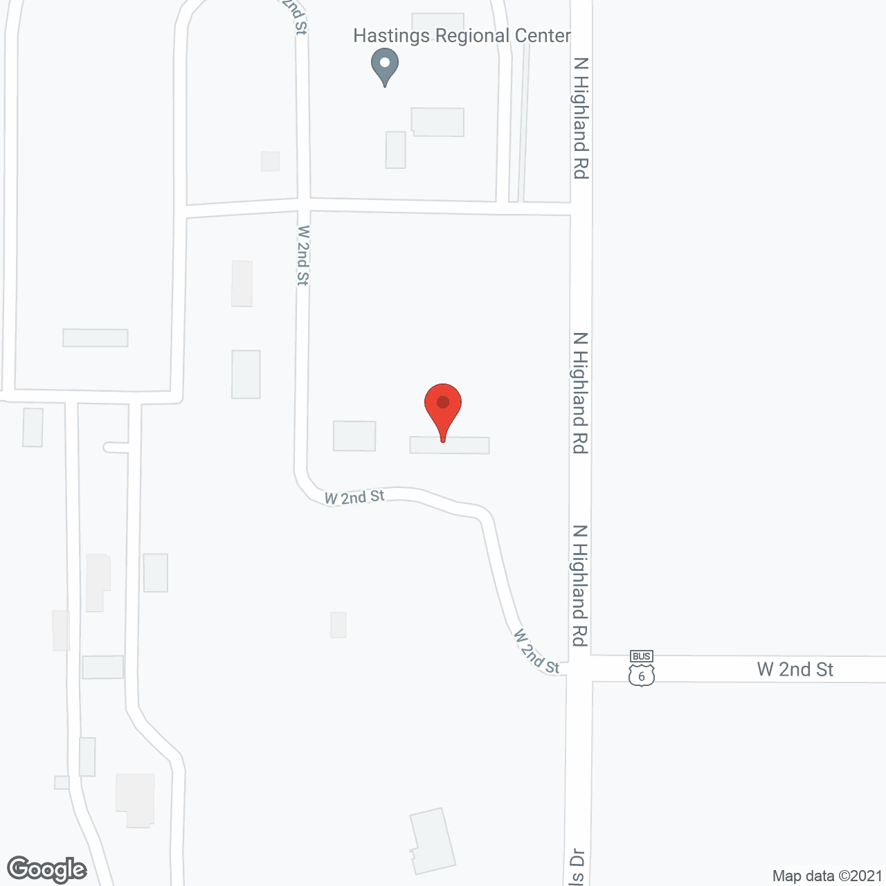 Map of the neighborhood around Hastings Regional Ctr