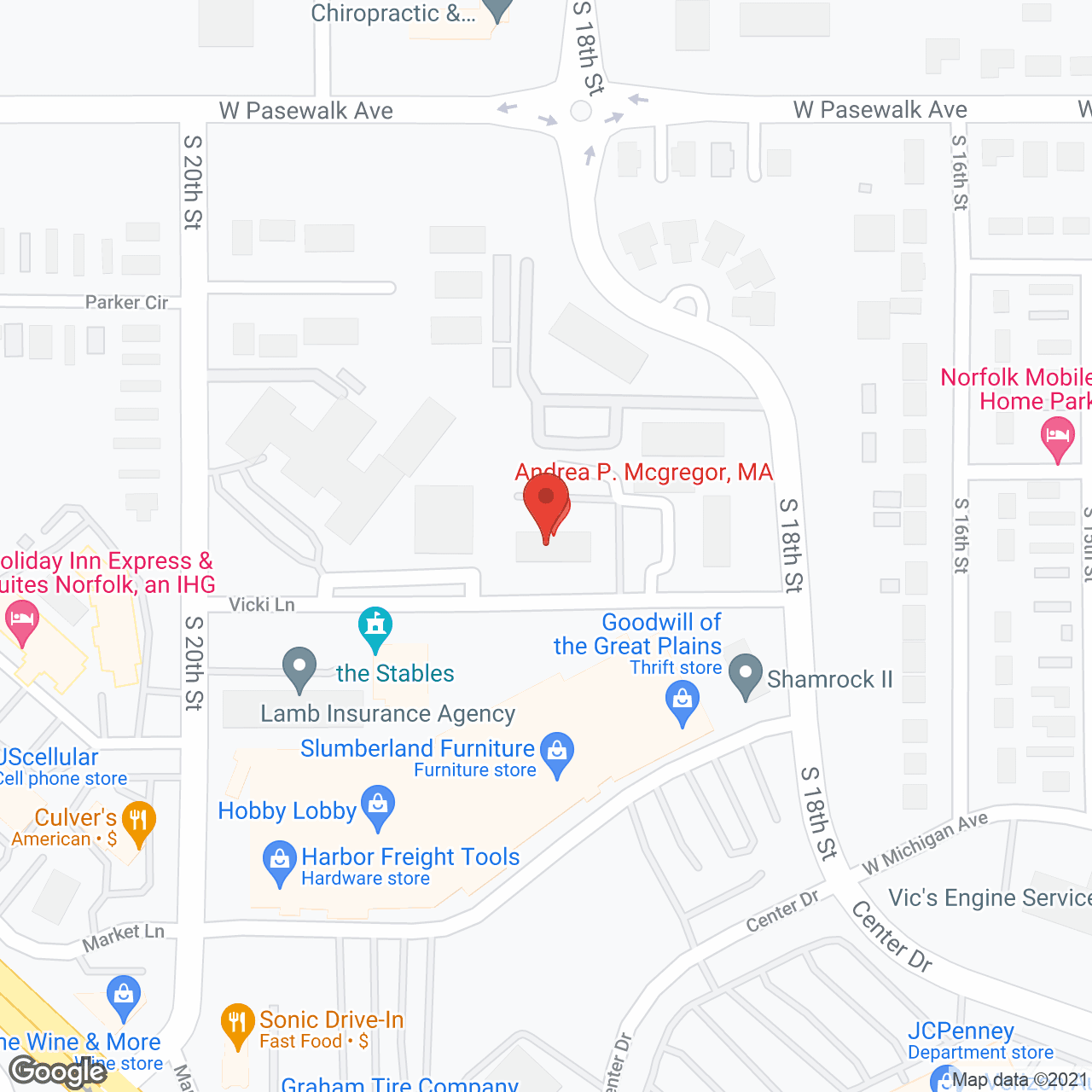 Map of the neighborhood around Norfolk Care And Rehabilitation Center, LLC