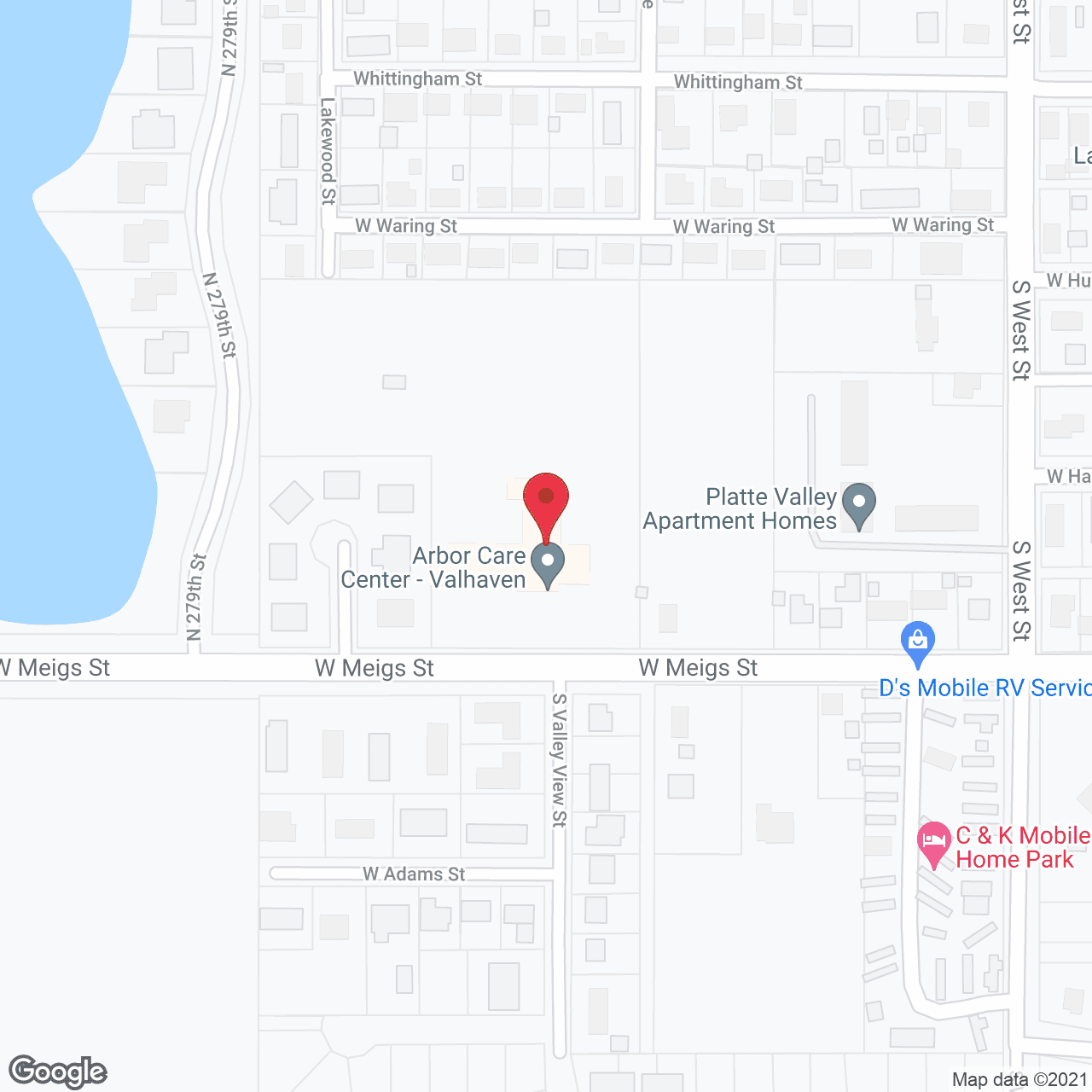 Map of the neighborhood around Golden Living Center Valley