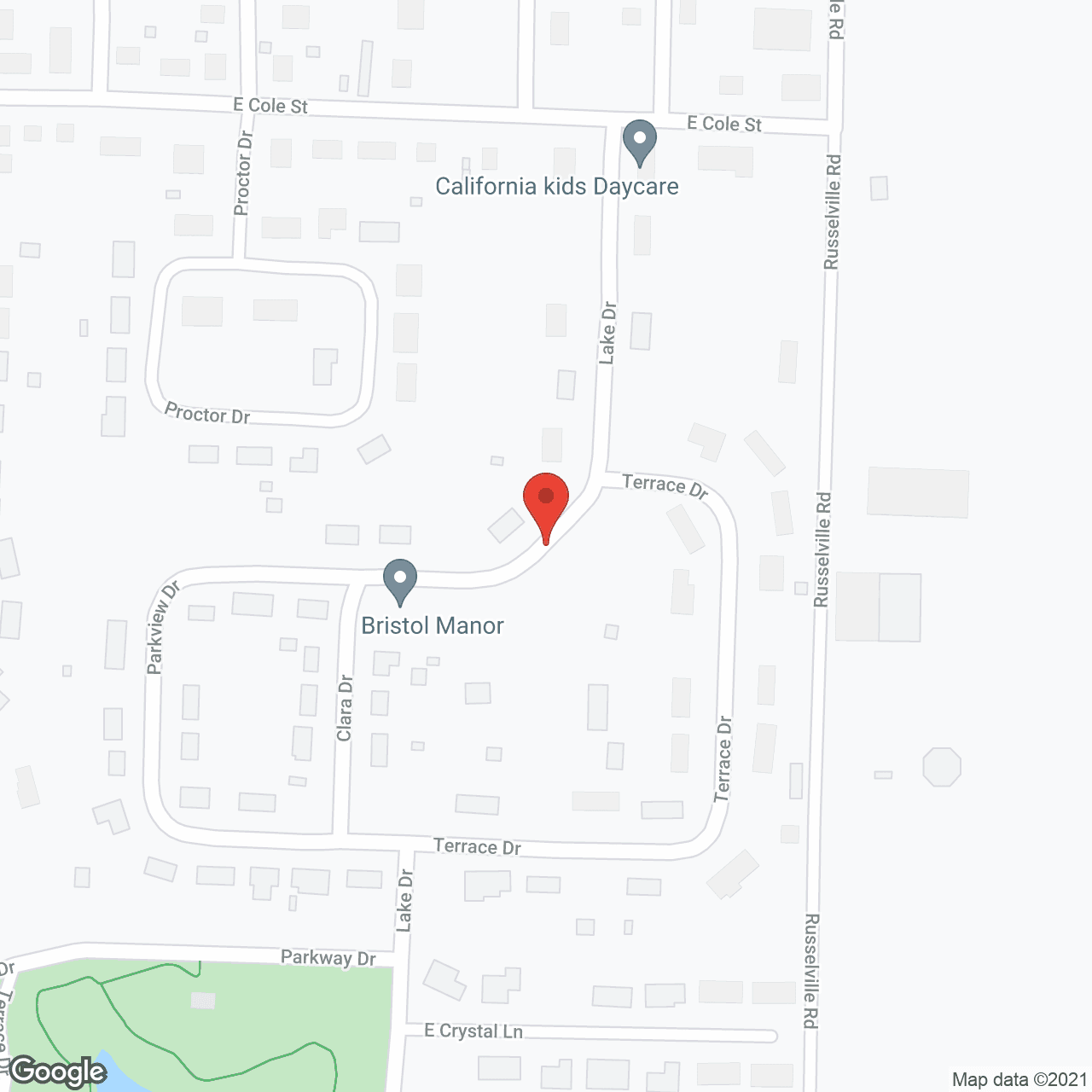 Map of the neighborhood around Bristol Manor of California