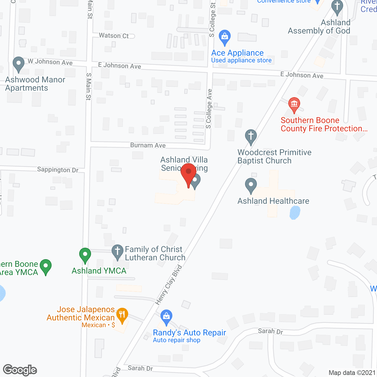Map of the neighborhood around Ashland Villa Assisted Living