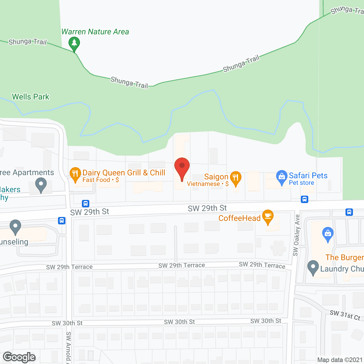 Map of the neighborhood around Oak Creek Senior Living