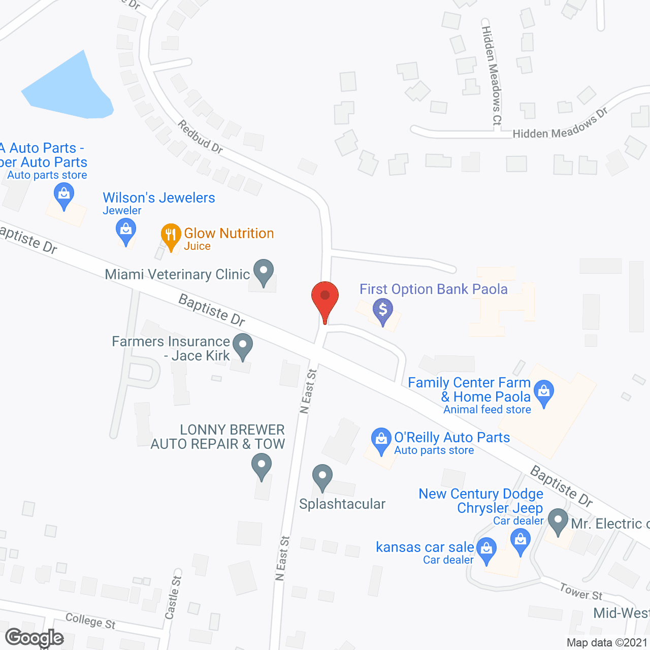 Map of the neighborhood around Vintage Park at Paola