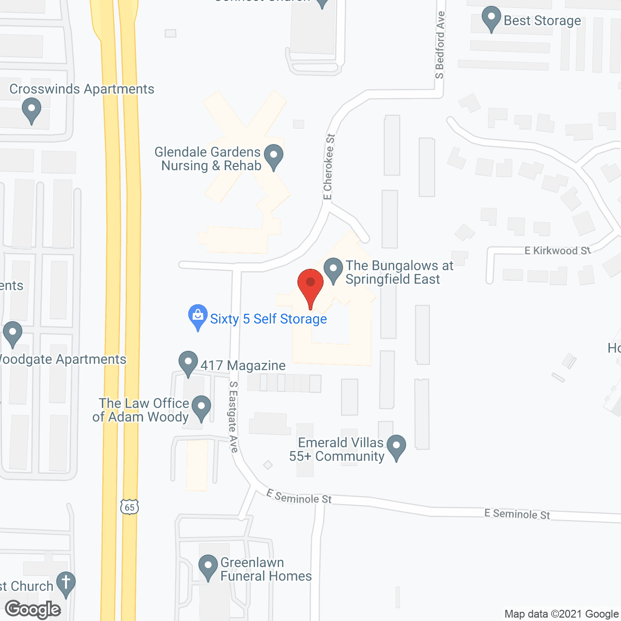 Map of the neighborhood around The Bungalows at Springfield East