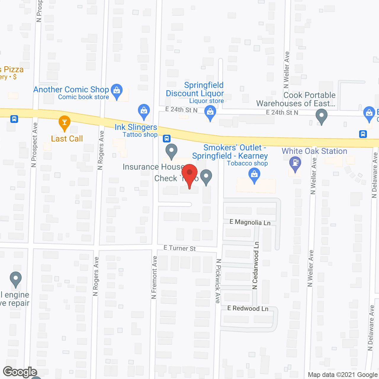 Map of the neighborhood around Kearney Villa