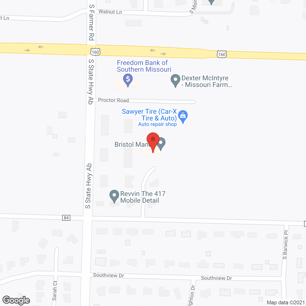 Map of the neighborhood around Bristol Manor of Willard