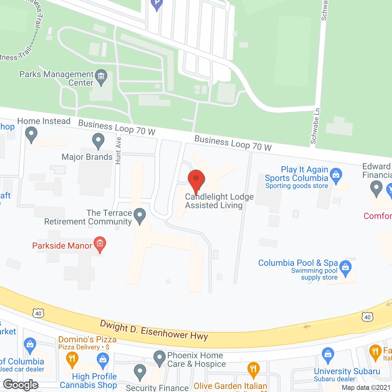 Map of the neighborhood around Candlelight Lodge