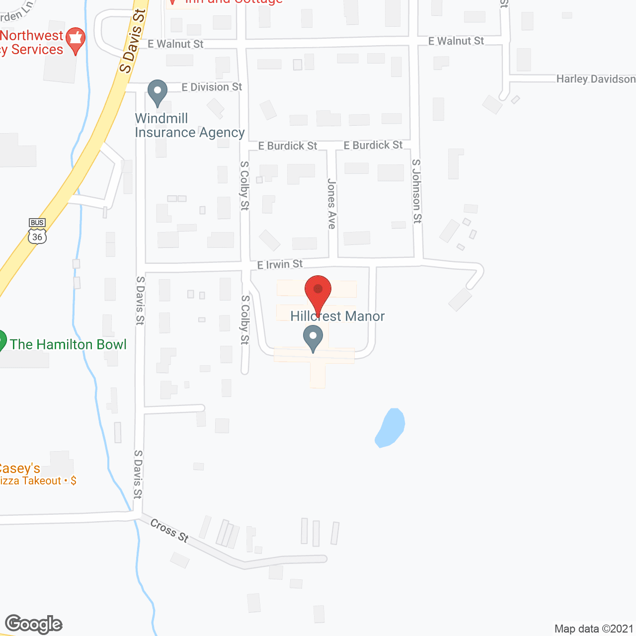 Map of the neighborhood around Hill Crest Manor