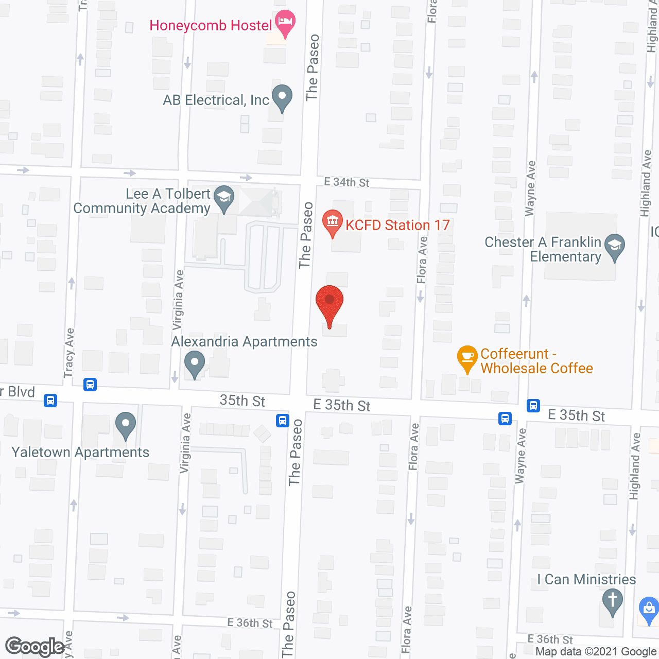 Map of the neighborhood around Thompson Care Center