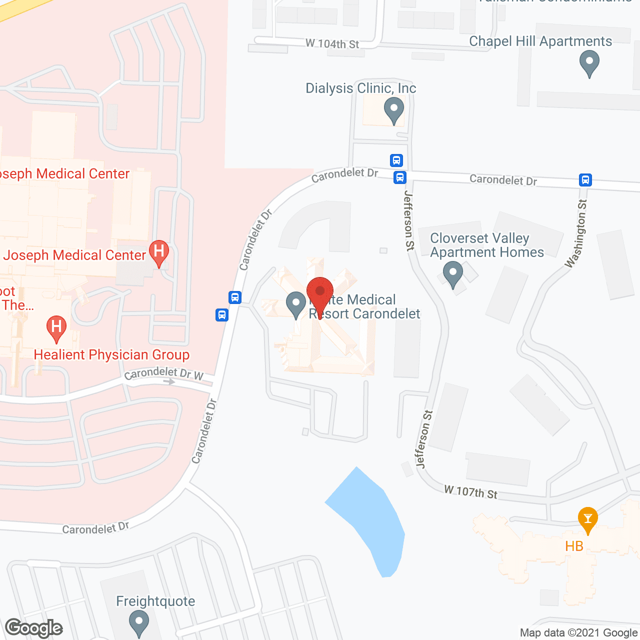 Map of the neighborhood around Carondelet Manor