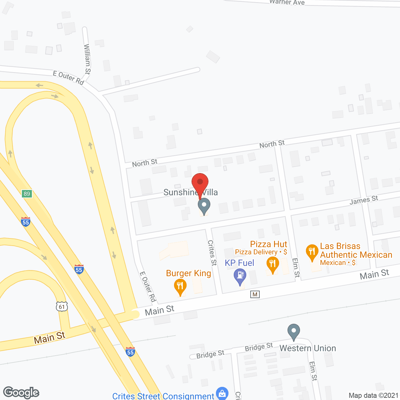Map of the neighborhood around Sunshine Villa