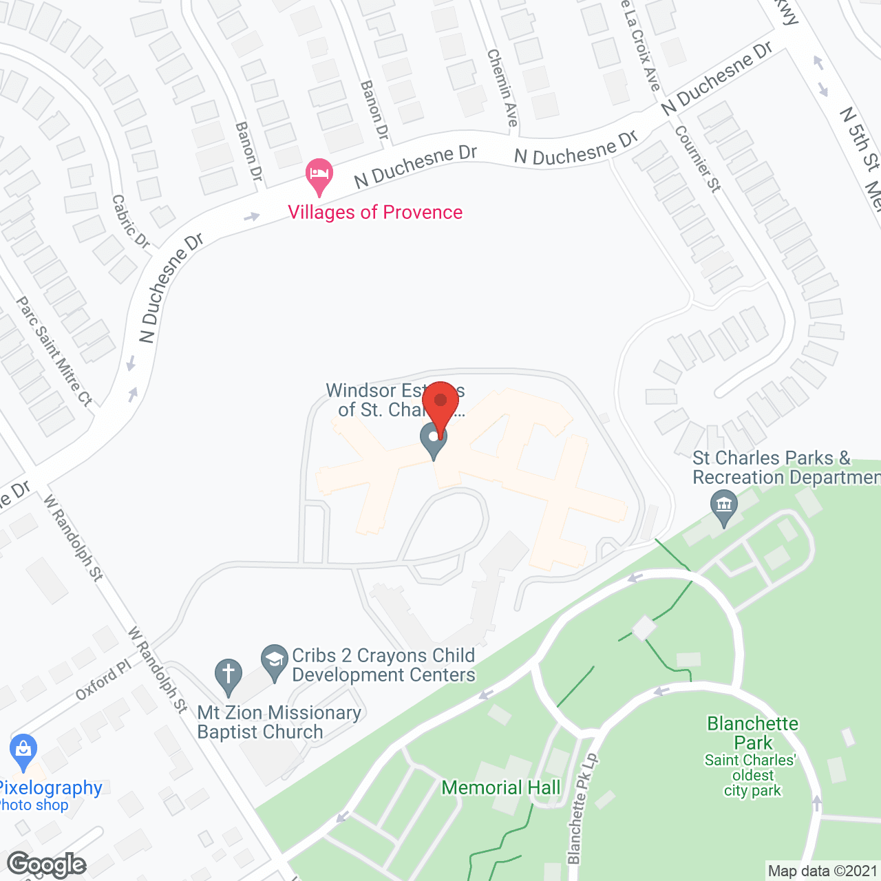 Map of the neighborhood around Windsor Estates of St. Charles
