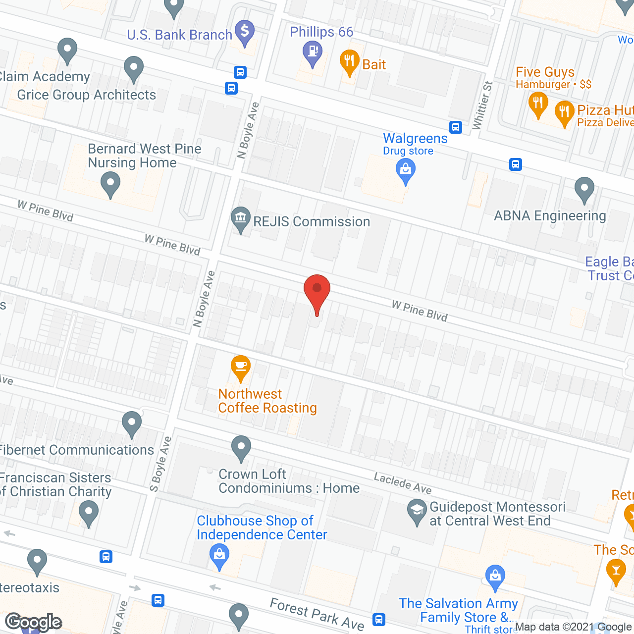 Map of the neighborhood around West Pine Group Home