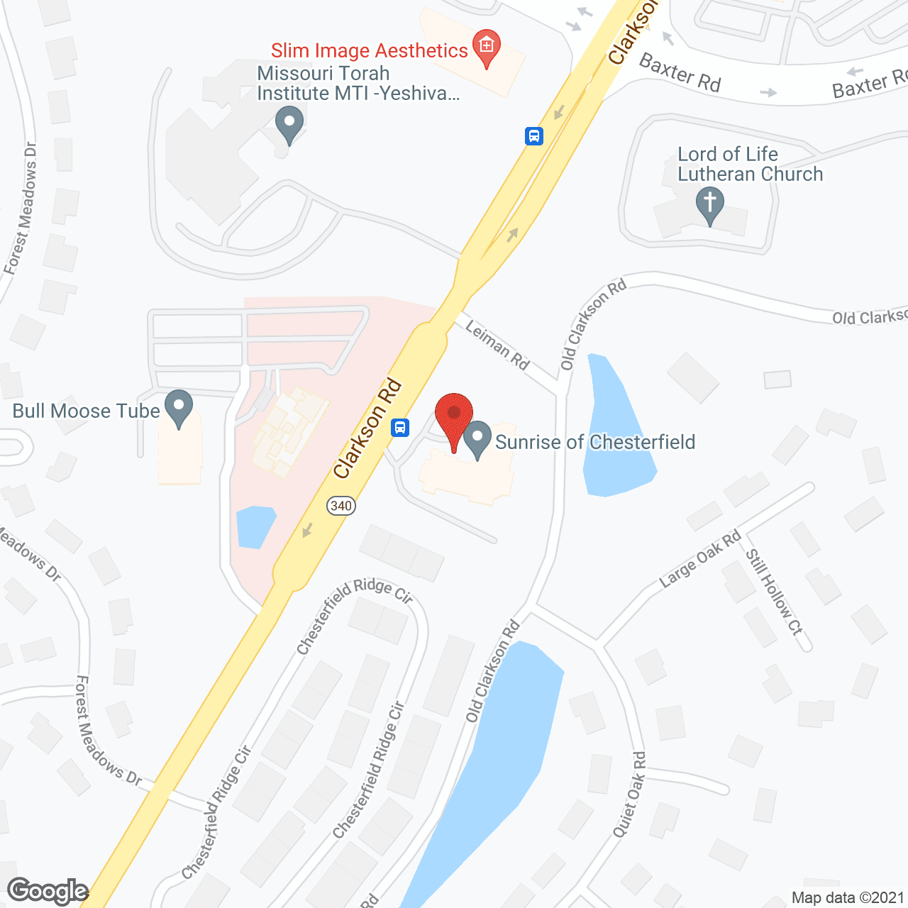 Map of the neighborhood around Sunrise of Chesterfield