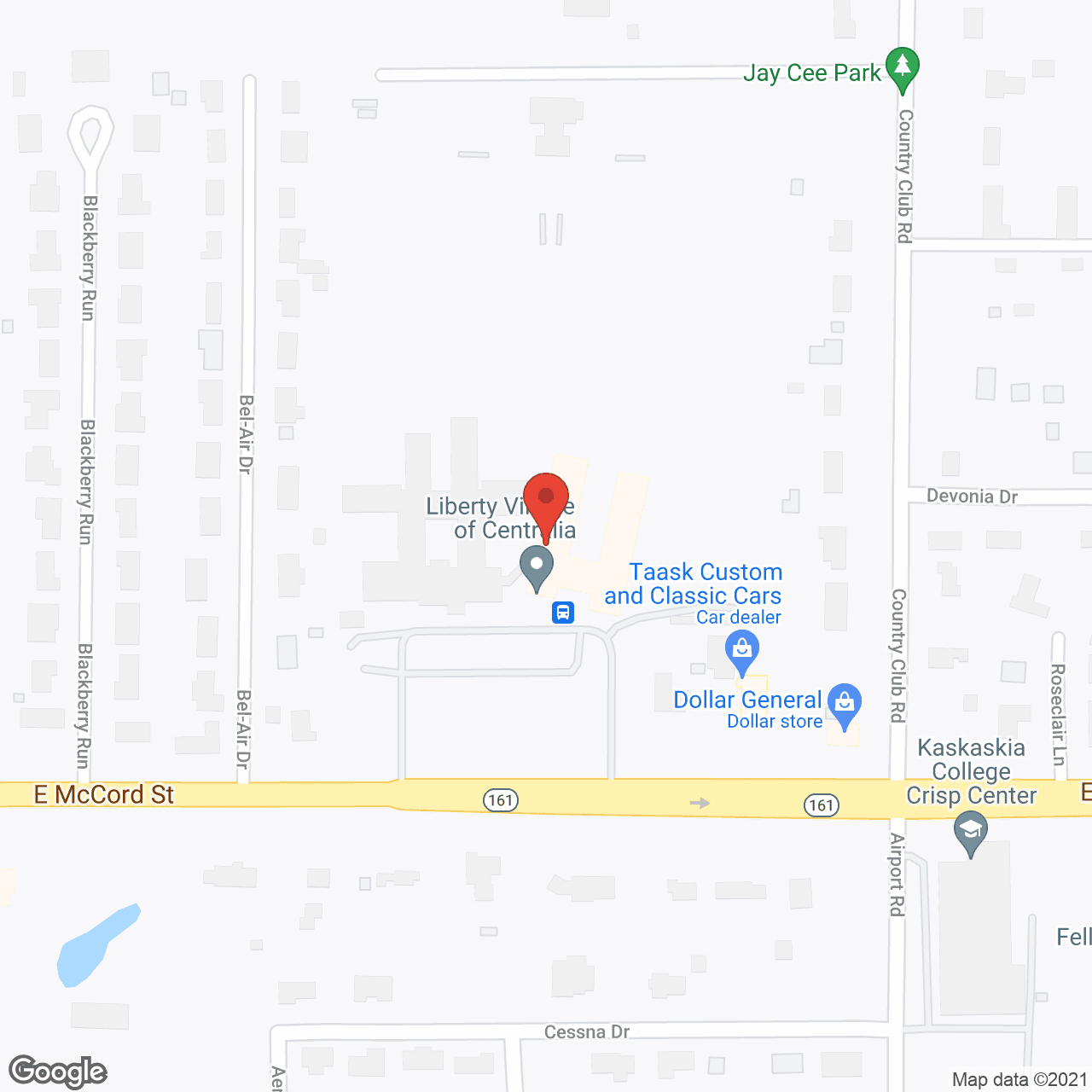 Map of the neighborhood around Centralia Manor