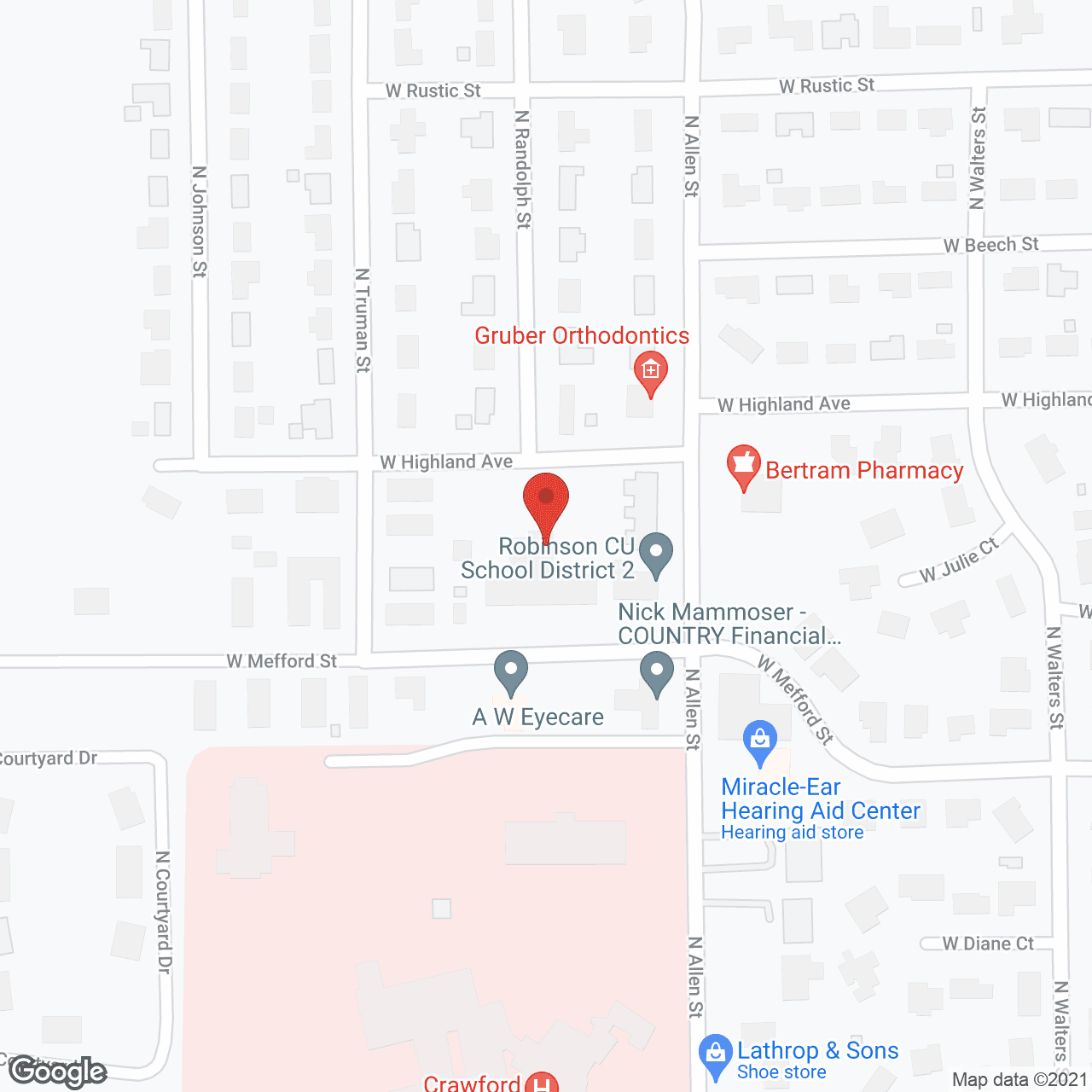 Map of the neighborhood around Crawford County Convalescent