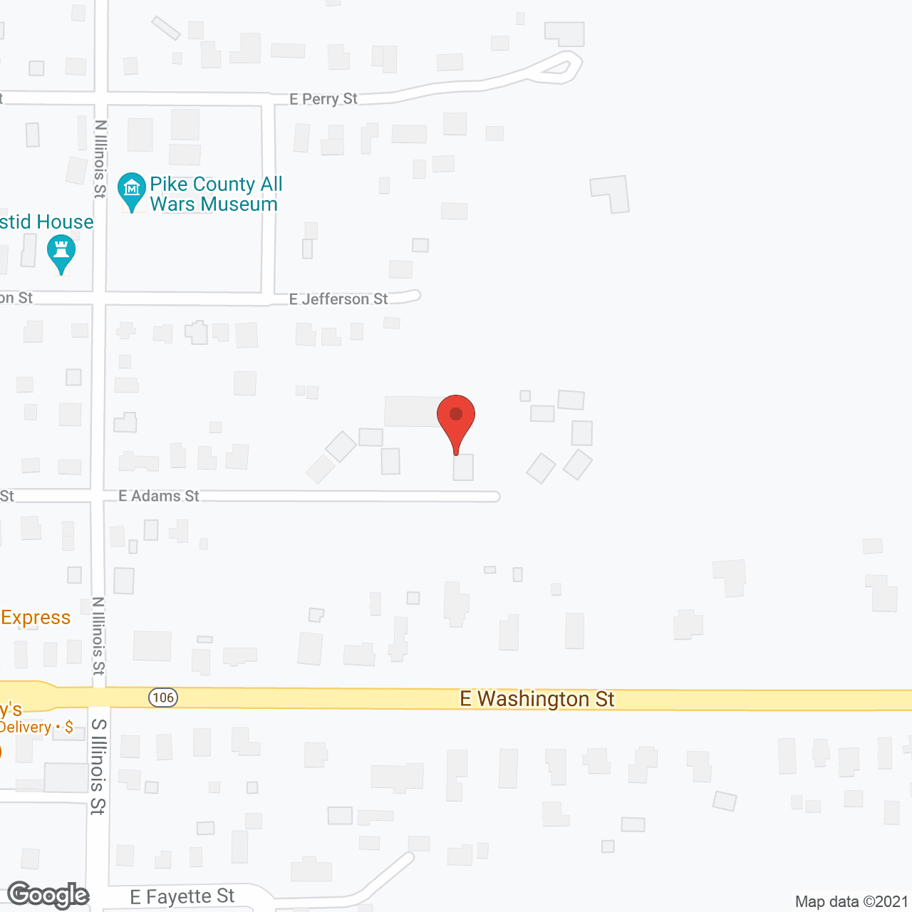 Map of the neighborhood around East Adams Apartments