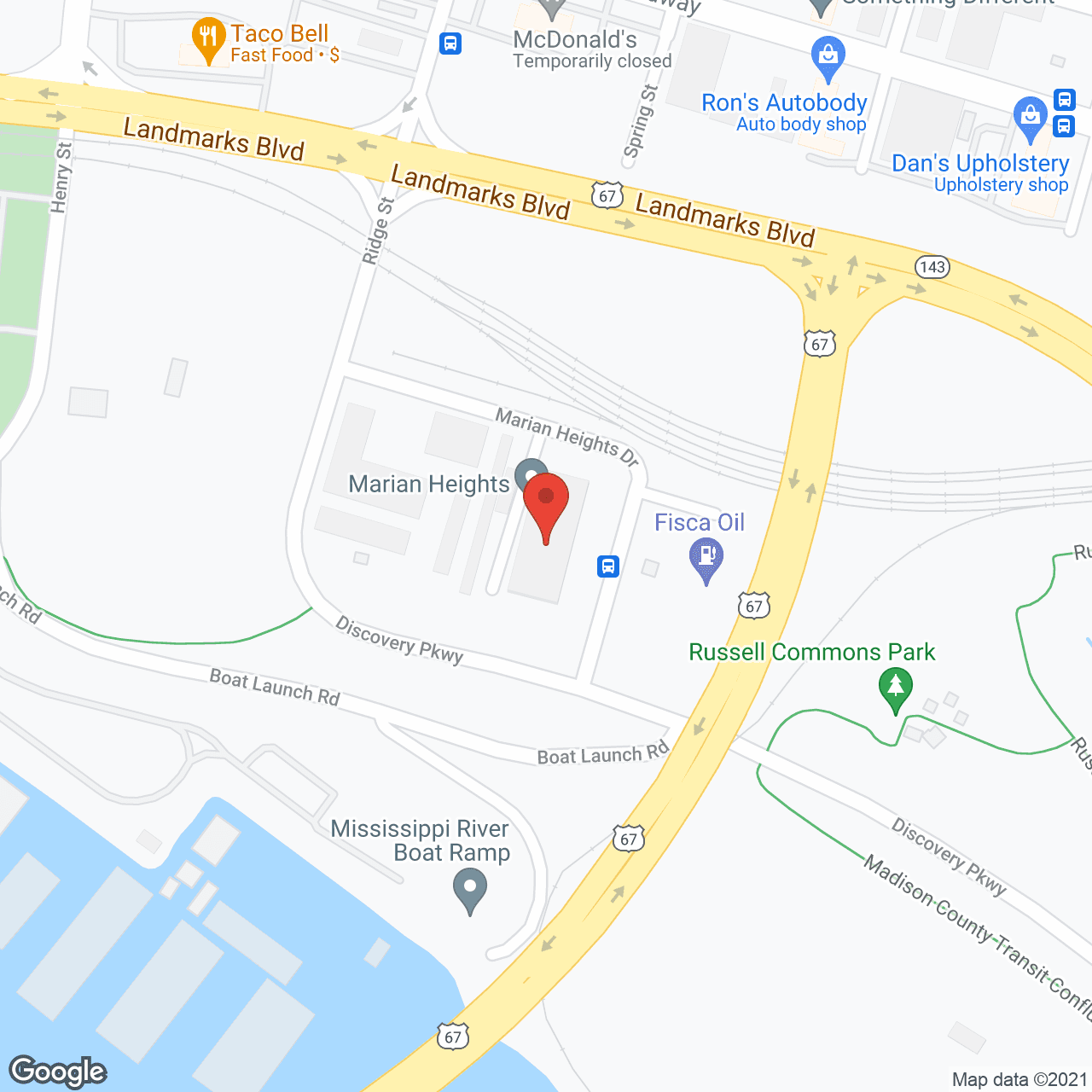 Map of the neighborhood around Marian Heights Apartments