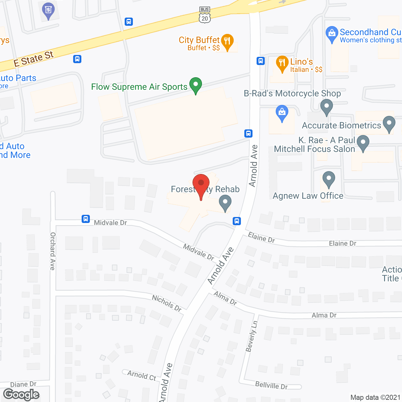 Map of the neighborhood around Fairview Nursing Plaza