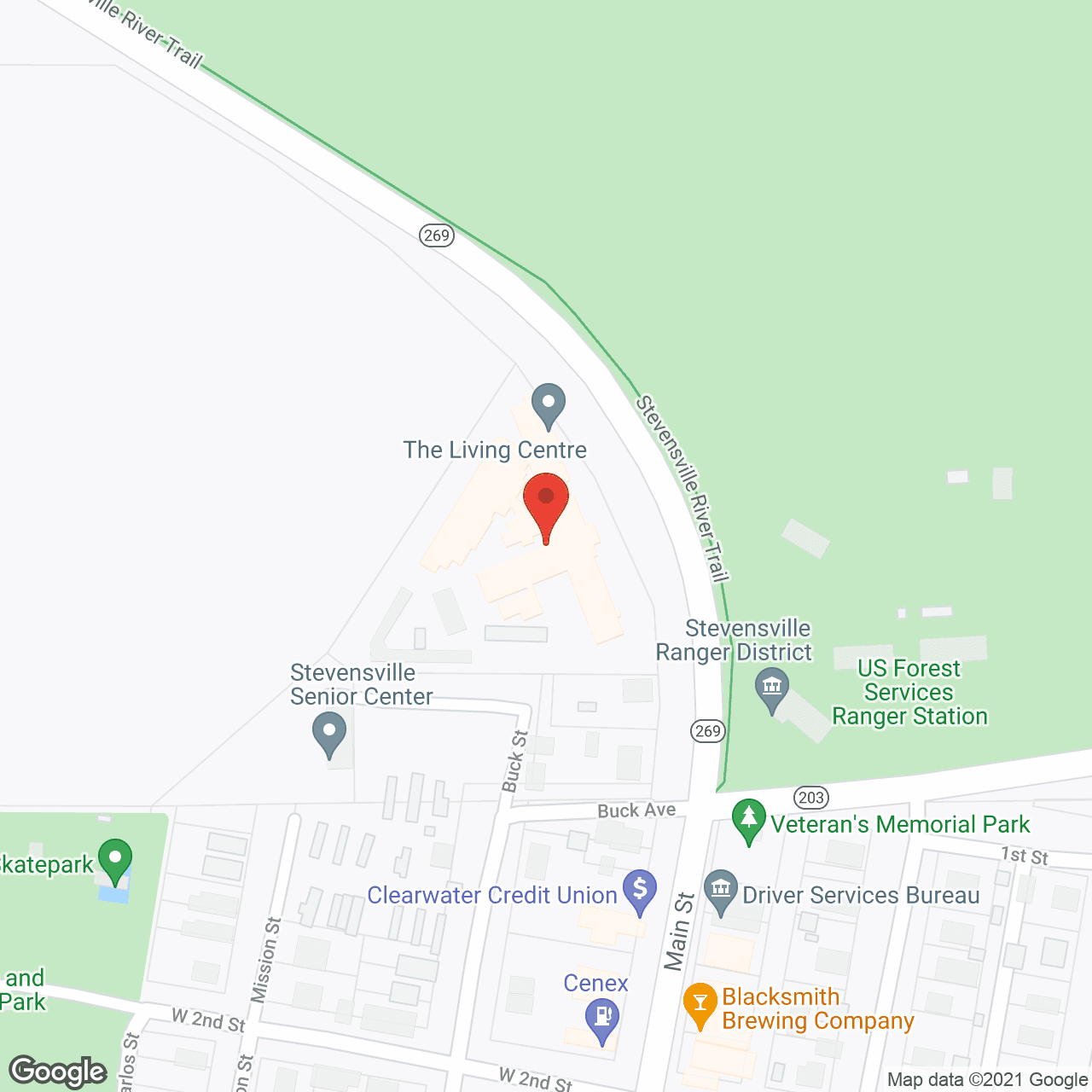 Map of the neighborhood around Bitterroot Valley Living Ctr