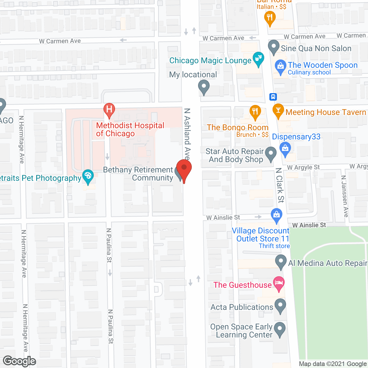 Map of the neighborhood around Thorek Retirement Community