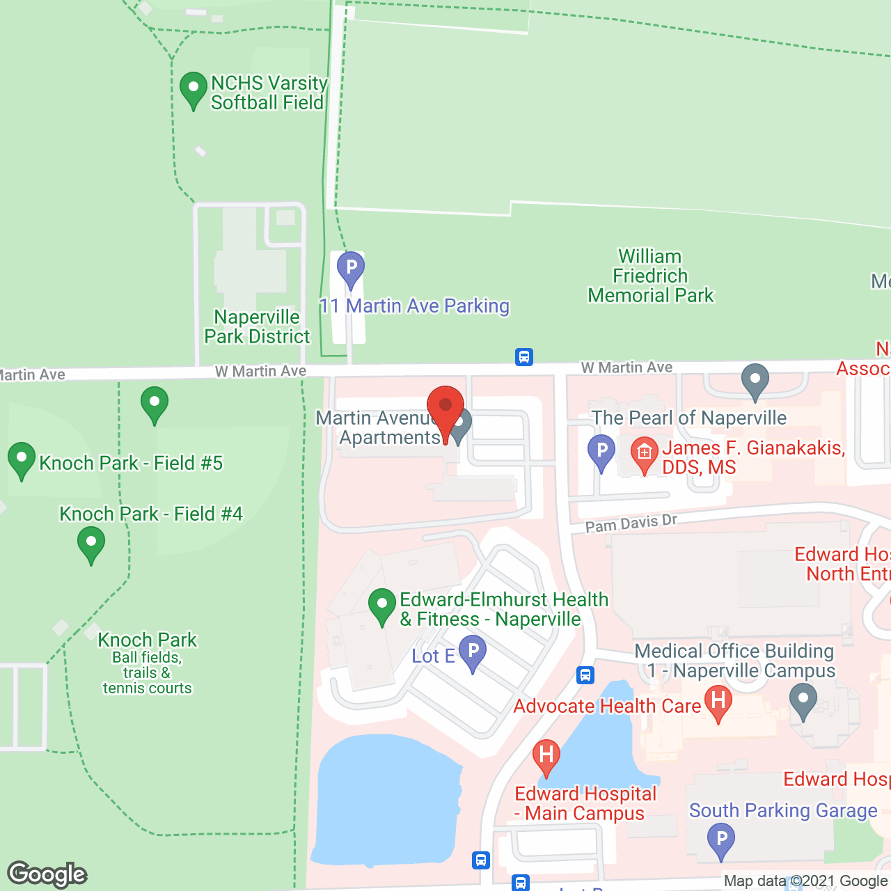 Map of the neighborhood around Martin Avenue Apartments