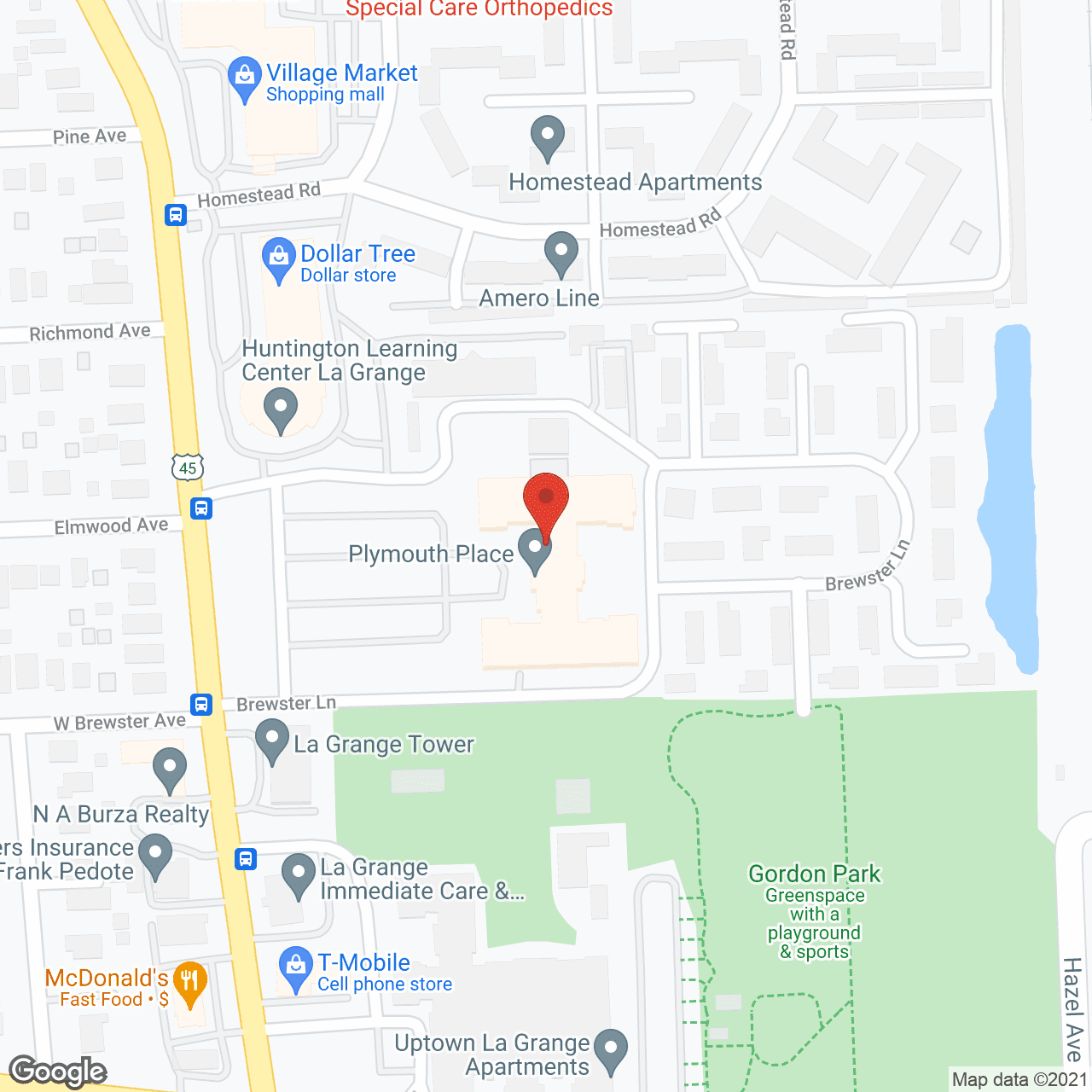 Map of the neighborhood around Plymouth Place, a CCRC