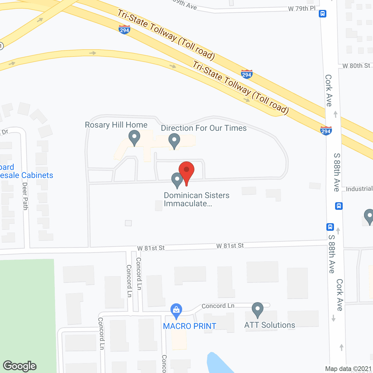 Map of the neighborhood around Rosary Hill Convalescent Home